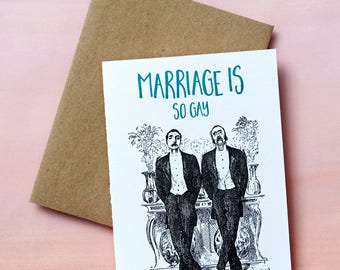 7221 : Lucky Gay, Wedding Letterpress Card, Snarky Wedding Card, Funny Wedding Card, Same Sex Wedding, Gay Wedding Card, Letterpress card
