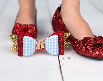 Dorothy Bow Headband or Hair Clip,Wizard of Oz Headband,Toddler Girls Women,Red Ruby Slippers,Dorothy Costume Headband