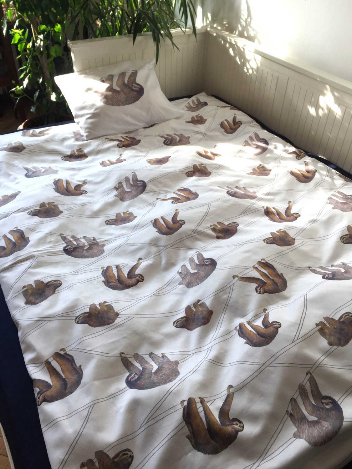 Handmade sloth single bedding sloth duvet cover sloth