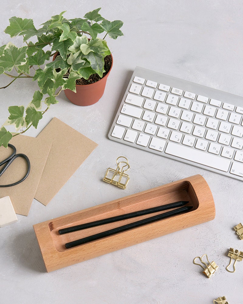 Desk Pen Holder Modern desk accessories Wood Desk organiser