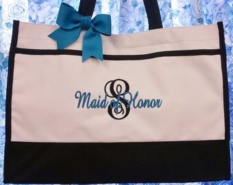 Set of 4 Tote Bags Personalized Gift Bridesmaids Wedding Party Bridesmaid Gifts