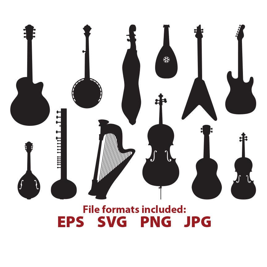 String Instruments, guitar, violin, cello, banjo, mandolin, harp