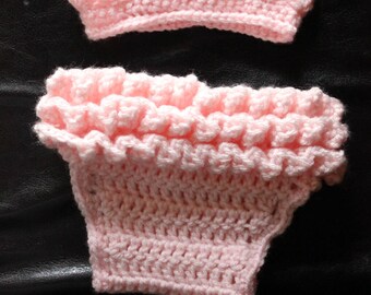 Crochet Princess Crown - Newborn Tiara - Newborn Princess Outfit- Newborn Photo Prop - Baby Girl Crown - Ruffle Diaper Cover - Baby Shower