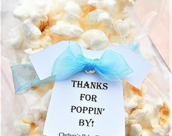 Thanks For Poppin' By ~ TAG ONLY ~ Baby Onesie Gift Tags ~ Baby Shower Tags ~ 10 tags ~ 2 1/2" ~ Multiple Colors to Choose From
