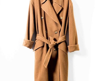 Vintage Wool Camel Coat - Ladies Wool Coat - UK16