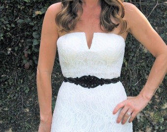 Black Beaded Sash, Black Beaded Belt, Black Bridal Belt, Black Rhinestone Belt, Black Wedding Belt, Black Bridal Sash, Black Sash Belt