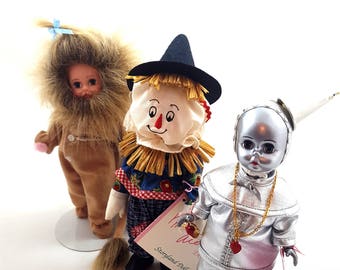 Vintage MADAME ALEXANDER Lion Tin Man Scarecrow Retired Wizard Of Oz Dolls Cowardly Lion 431 Scarecrow 430 In Box Storybook No Dorothy Toto