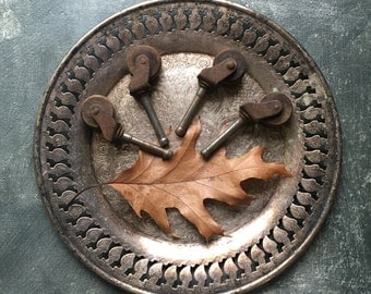 Wood Caster Wheels Set of 4: Vintage Furniture Casters, Salvaged Industrial, Vintage Supplies, Steampunk, Assemblage Art