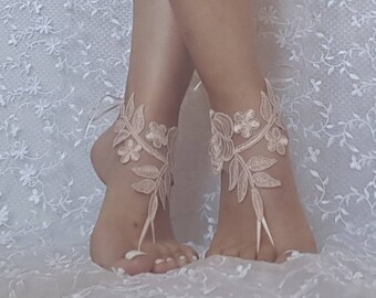 Soft pale pink beach wedding barefoot sandals, bridal beach shoes, bridetobe, bridesmaid gift, modern wedding accessories, blush pink, bride