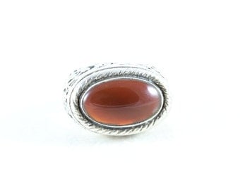 Sterling Silver Carnelian Band Ring Size 8