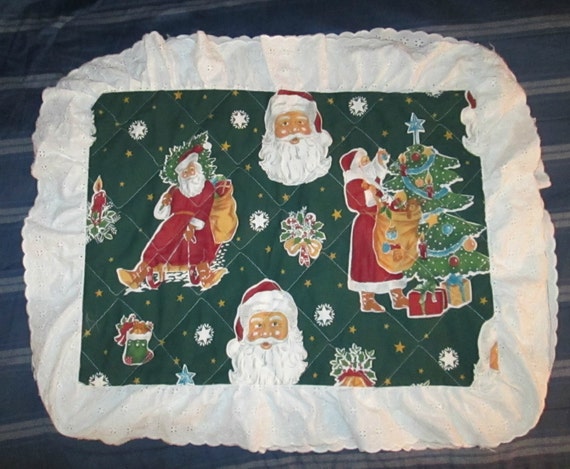 Christmas Quilt Set Handmade Quilt Santa by MoonbeamsAndMagick