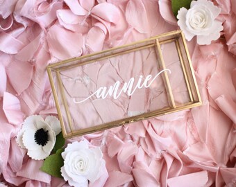 Personalized Glass Box Personalized Jewelry Box / Bridesmaid Gift / Personalized Gift / Maid of Honor /jewelry storage / Birthday
