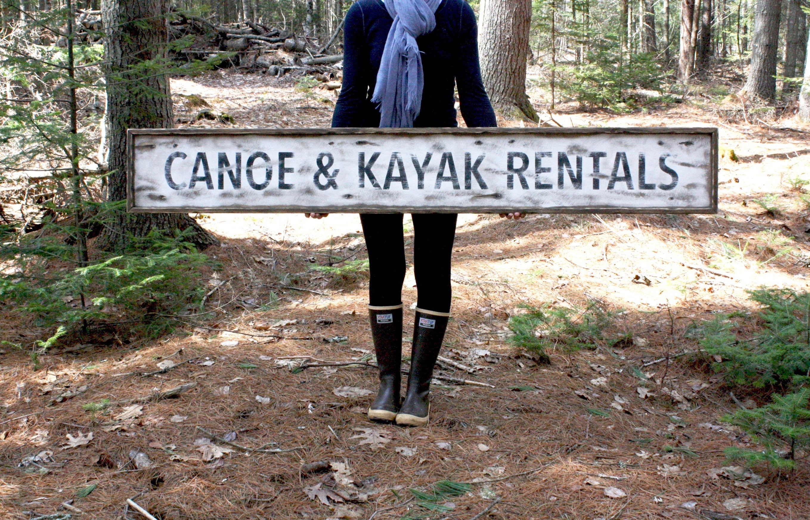 6ft Canoe &amp; Kayak Rentals Extra Large Wood Sign Vintage