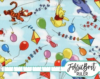 RAINBOW WINNIE the POOH Fabric by the Yard Fat Quarter Balloons Kites Disney Fabric Quilting Fabric Apparel 100% Cotton Fabric Yardage t5-24