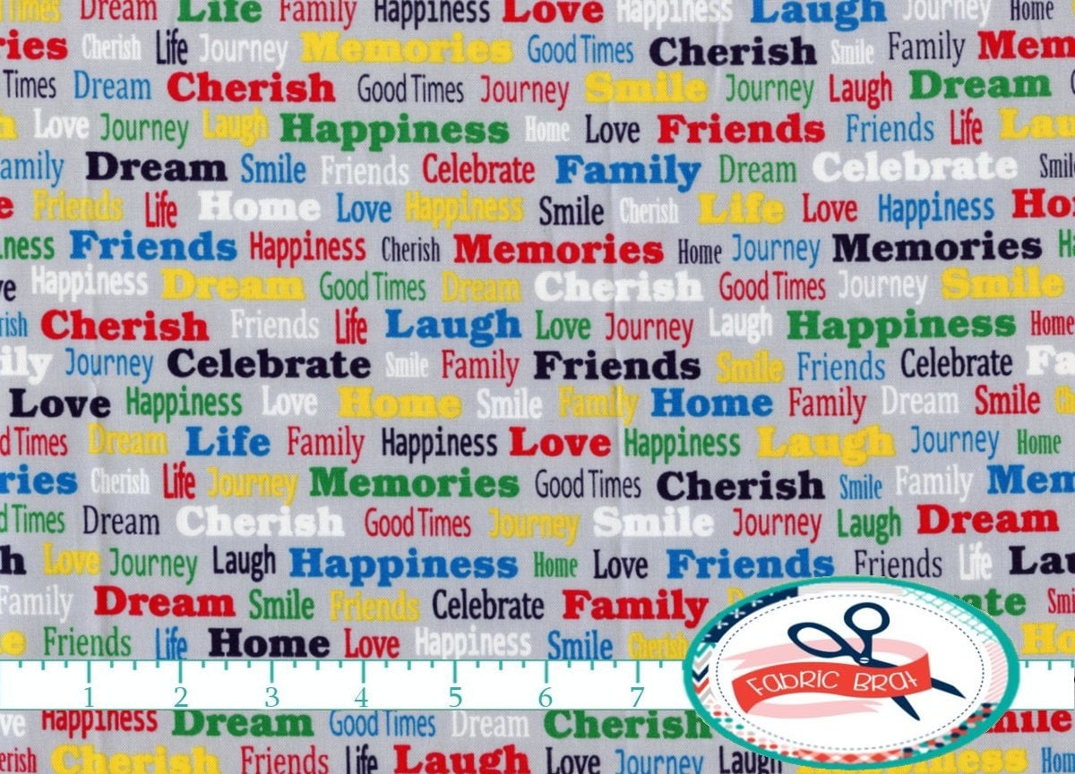 INSPIRATIONAL WORDS Fabric by the Yard Fat Quarter Friends