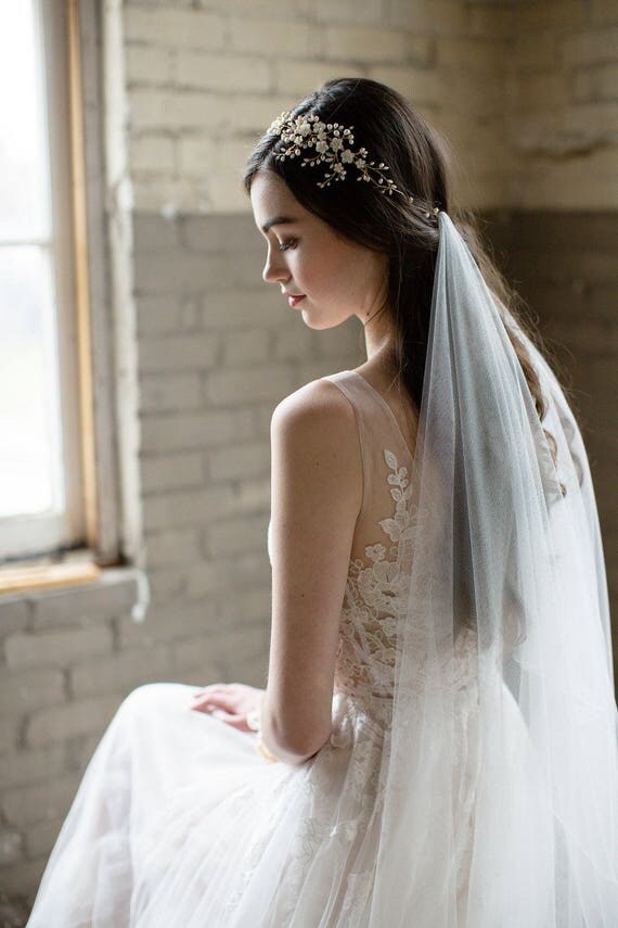 Draped veil bohemian veil soft tulle veil english net veil