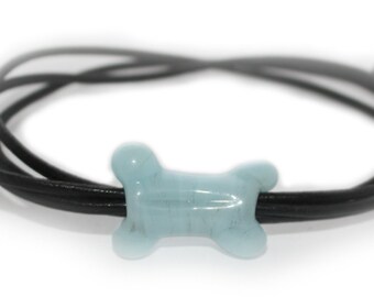 Bracelet cylindrique Uomo os de chien, cadeau homme, cuir, verre murano, Griffon korthals, Wirehaired Pointing Griffon, passionnes animaux