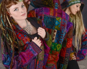 PATCHWORK JACKET Colourful Hippy Pixie Psytrance Festival UNISEX One Size Summer