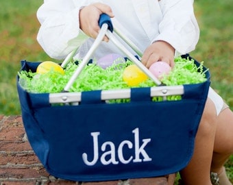 Navy Blue Monogrammed MINI Market Tote, Monogram Dorm Storage, Monogrammed Home Storage, Monogrammed Market Basket, Bridesmaid Gift