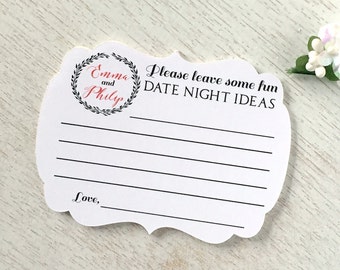 Date night ideas card, wedding game cards, shower game cards, bridal shower game, wedding cards, date night cards - set of 20(ac15)