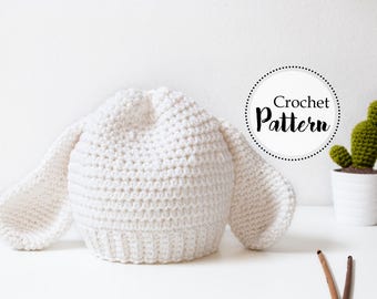 Lamb ears baby hat crochet pattern || baby photo prop || newborn to 12 months size || newborn crochet hat || baby crochet hat || Easter