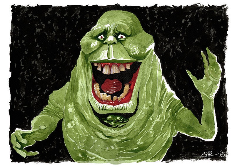 Ghostbusters Slimer A4 colour art print