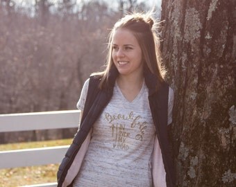 Christian T Shirts - Hand Drawn Art - Faith Shirts - In Over My Head - V-Neck T-Shirt - Mom Life Is The Best Life - Womens Graphic Tee