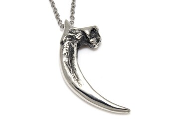 Harpy Eagle Talon Necklace, Bird Claw Pendant Jewelry, Polished Pewter
