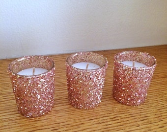 25 rose gold votive candle holders Wedding Centerpiece Rose Gold Decor Bridal Shower Baby Shower rose gold wedding table decorations candles