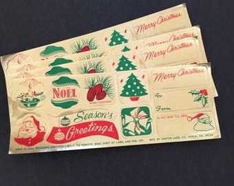 Vintage Christmas Labels. Fent-O-Seal Christmas Seals.
