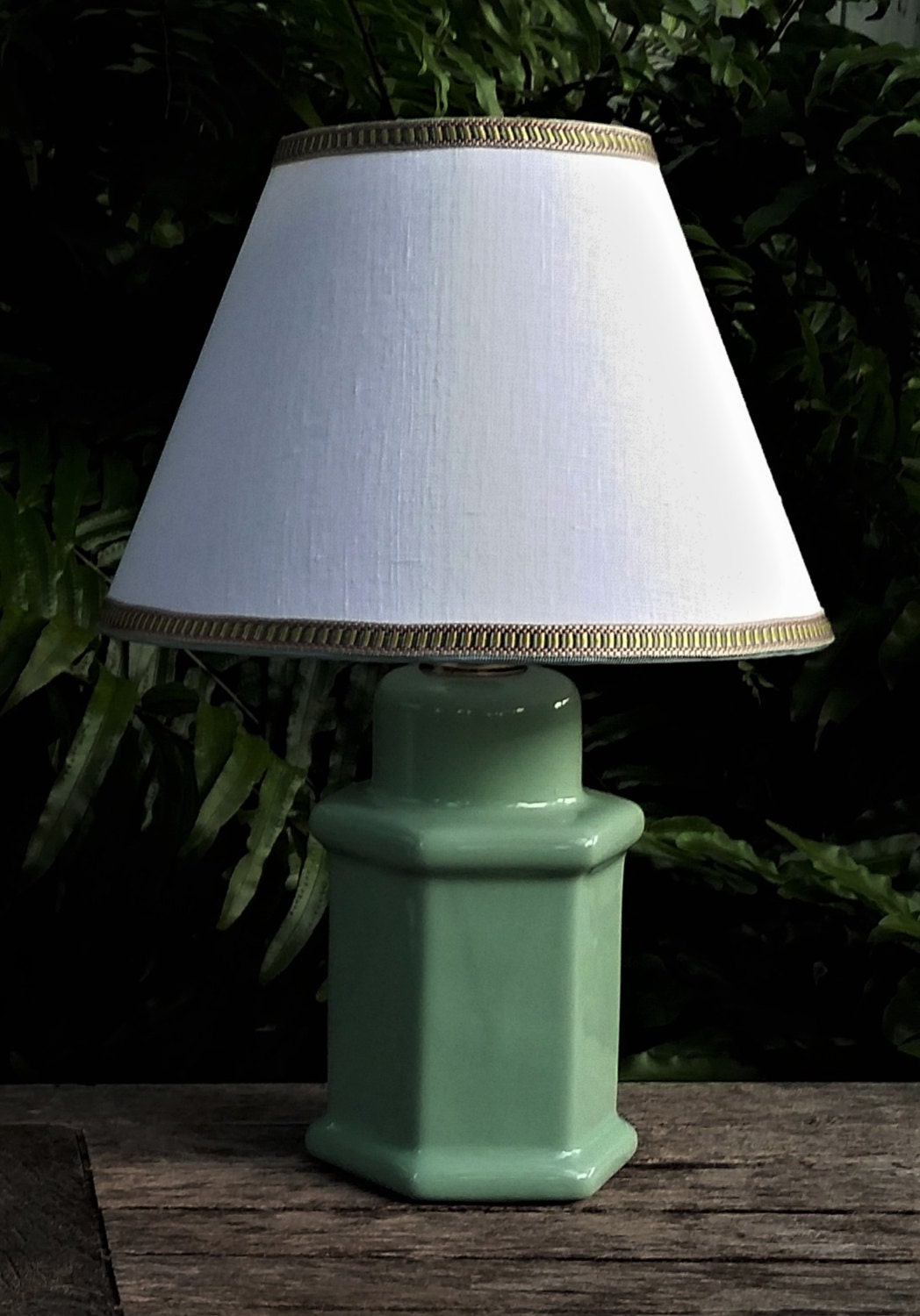 Lamp Mint Green Glass Custom Lampshade White by VeroLampshades