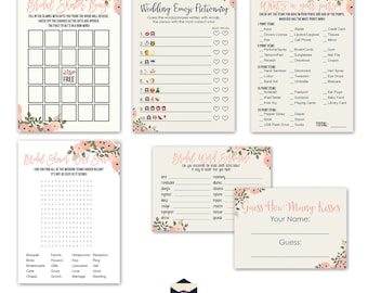 Floral Bridal Shower Game Package - Blush Watercolor - Bingo - Word Scramble - Word Search - Beach Bridal Shower - Bridal-152
