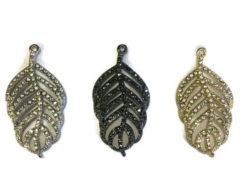 Pave Crystal Feather Charm (1pc)