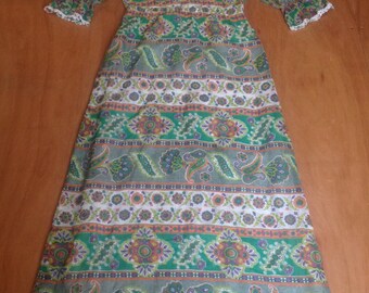 1970s Maxi dress, folk,boho, Arts & Crafts style size 10 (uk)
