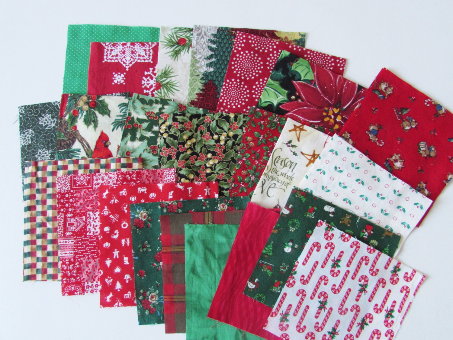 Vintage Christmas Fabric - Charms 5 inch Squares from NeedleandFoot on ...