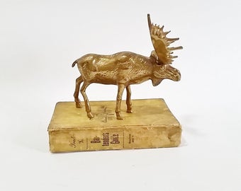 Brass Figurine, Vintage Brass Animals, Brass Elk Figurine, Elk Statue