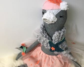 Juju >>>duckie doll<<< Handmade Doll, Heirloom Doll, Cloth Doll, Rag Doll, Nursery Decor, Birthday Gift