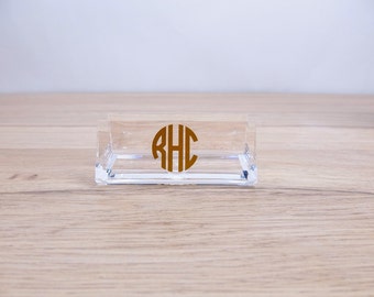 Business Card Holder Acrylic Monogram Personalized Single