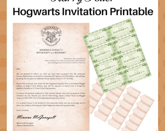 HARRY POTTER Invitation - EDITABLE file - Potions masterclass invite letter, Hogwarts Express train ticket, name tags - Digital download