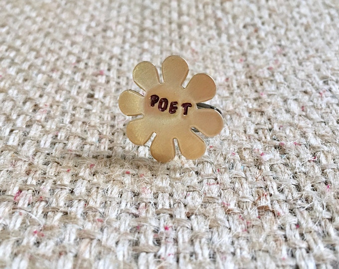 Bohemian Flower Ring, Poet Ring, Stamped Flower Ring, Stamped Hippie Ring, Free Spirit Ring, Wildflower Ring, Flower Ring, Hand Stamped Ring