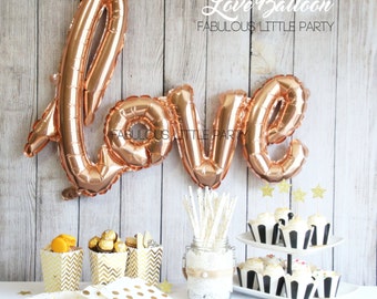 Bridal Shower Decorations, Love Balloon Wedding Photo Props, Dessert Table Decor Rose Gold Mylar Balloon, Birthday, Baby Shower, Valentines
