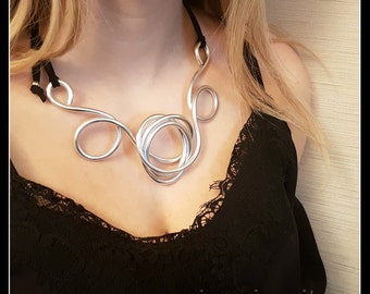 Silver jewelry NECKLACE SILVER ALUMINUM aluminum-silver necklace-jewelry-jewelry-contemporary necklace