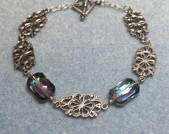 Swarovski Crystal and Sterling Silver Filigree Bracelet