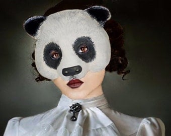 Made To Order Panda Mask Animal mask Masquerade Panda mask Face mask Paper mache Panda mask Papier mache Panda mask costume