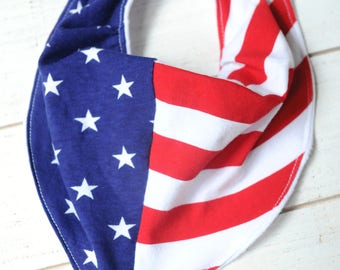 American Flag Bib, Bibdana, Bandana Bib, Baby Bib, Fourth of July, USA, Patriotic, Stars and Stripes, Baby Gift, Flag Outfit, 4th of July
