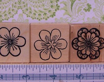 Flower Blossoms - Set of 6 - CC Rubber Stamps - Spring Garden - Card Making