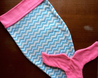Mermaid Tail Blanket Fleece, Fleece Mermaid Tail Blanket, Mermaid Tail Blanket Kids, Valentines Day Gift Idea for Girl, Blue Chevron Blanket