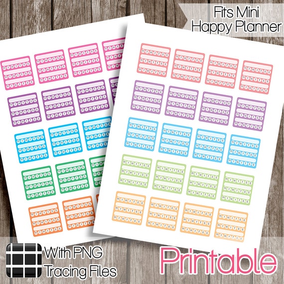 Weekly Tracker Boxes Mini Happy Planner PRINTABLE Planner