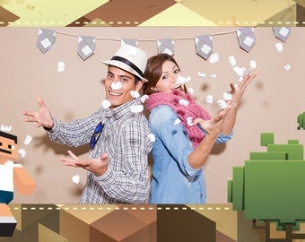 Minecraft Photobooth Frame Overlay, Invitation Design — Digital Print