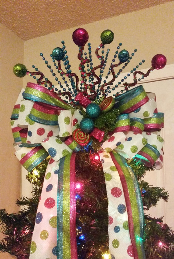 handmade multi color christmas tree topper ribbon only 1 handmade multi color christmas tree topper ribbon only 1